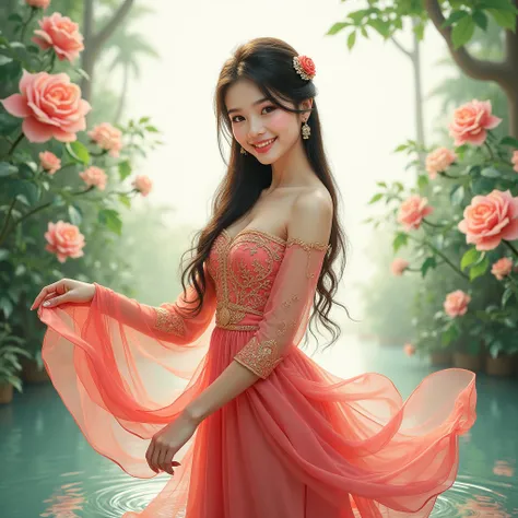 The beutiful Thai girl is a beautiful rose with a Thai national costume .The background should be pnd or white