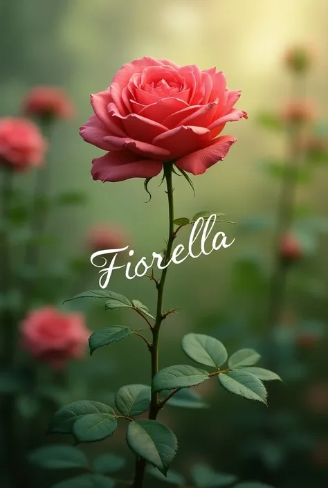 In a rose place the name Fiorella as if it were the flower stem