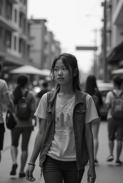 (Philippines) A picture of people in the street or place not knowing they were picture that somehow symbol the youth Foundation in black and white that randomly.