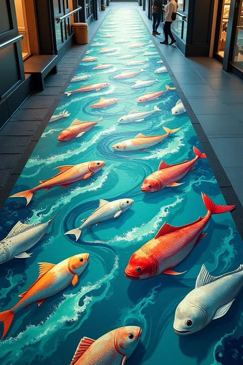 Create a fish floor design for a seaport 
