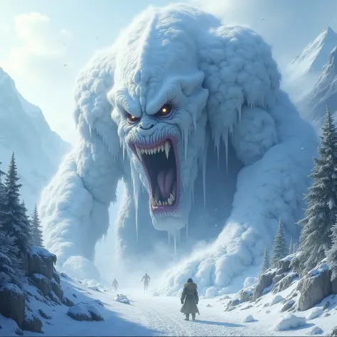 An avalanche with the face of an angry monster 