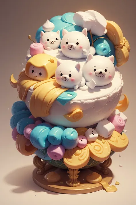 happy marshmallows, in style of adventure time, intricate detail, concept art,