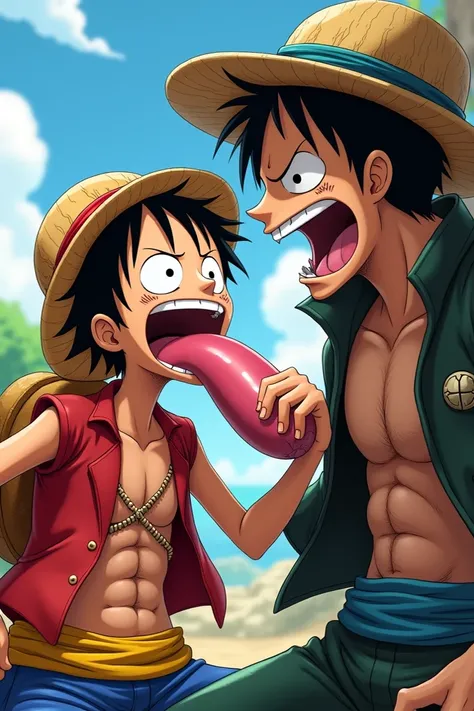 Luffy eating Zoro