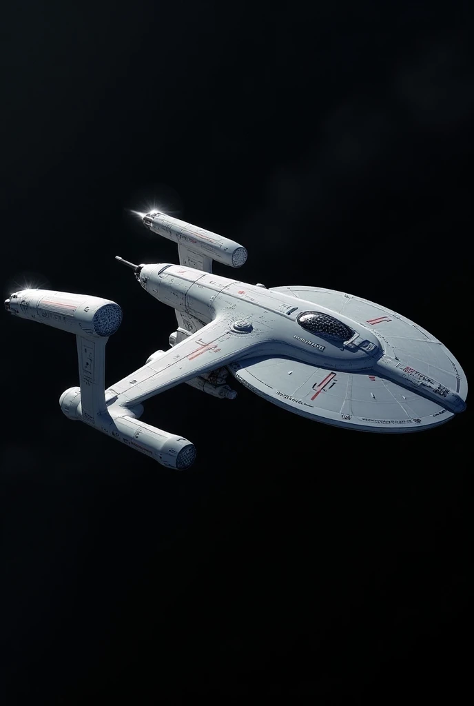 Makeca combination spaceship out of the Enterprise D from star trek and the Destiny from Stargate Universe. 