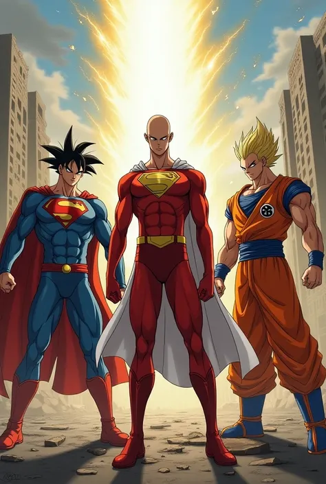 Saitama defeats Superman and Goku