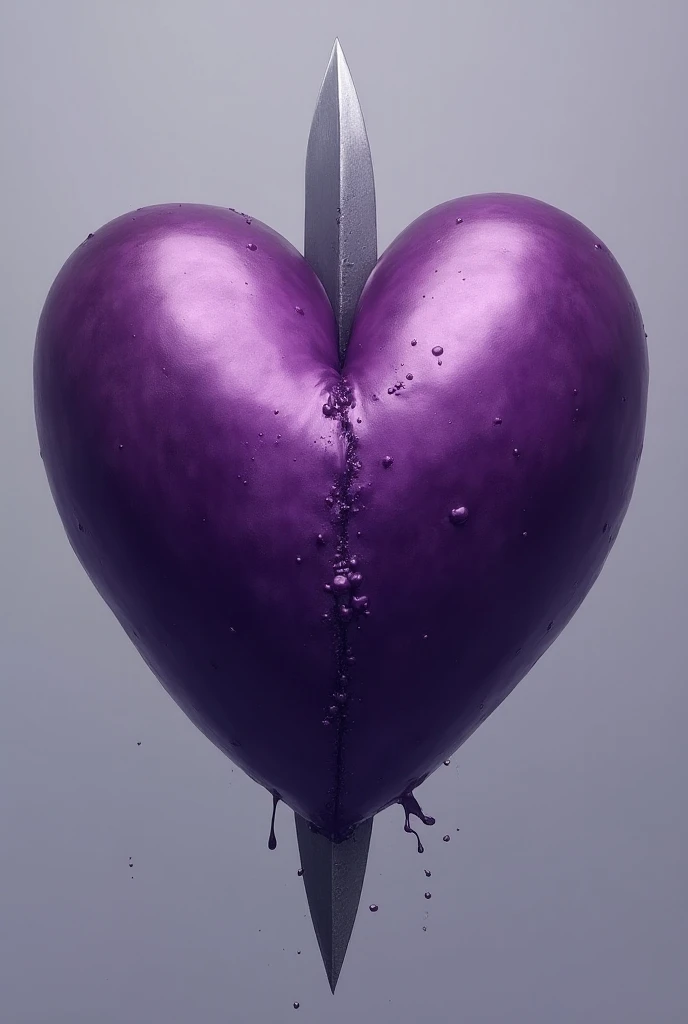 Draw a purple heart with a knife