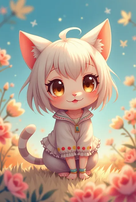 Anime, little  with 25 cm is half  half neko