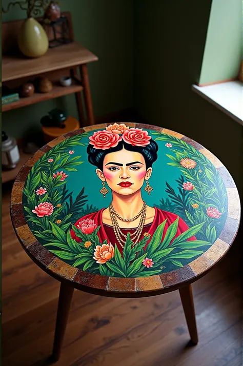 Table inspired by the art of Frida Kahlo
