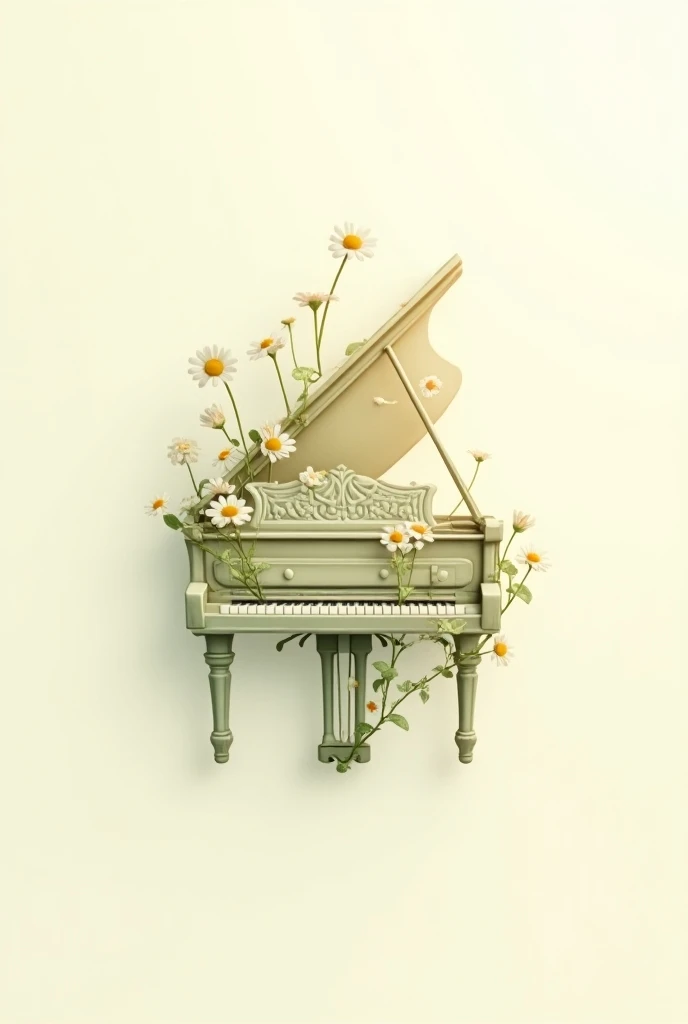 A piano logo with chamomile flowers 