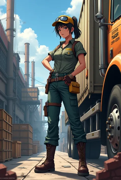 Truck drver anime women  worker industry