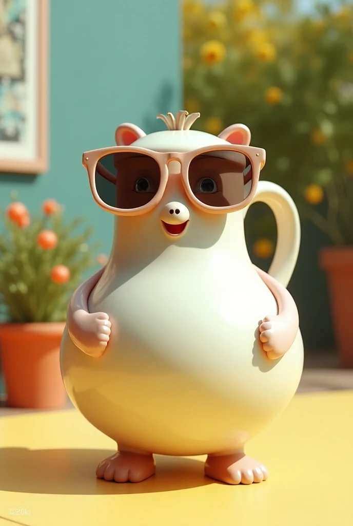 Make the jug look cute with sunglasses
