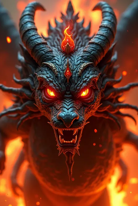 High Resolution, HD, maa kali dangerous angry face dragon style red Eyes, her around have fire 