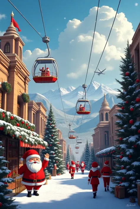 It generates an image of the city of upper Bolivia, but with Christmas decorations, as if it were Christmas, it includes the cable car, the airport, the terminal and many things about Christmas and Santa Claus, but in the city of La Paz, El Alto.