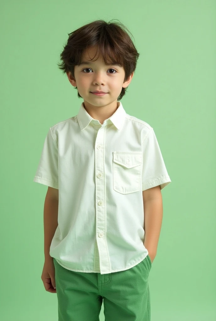 Using white and green color make a beautiful design shirt for boys