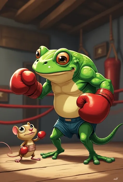 Frog boxing training with the mouse