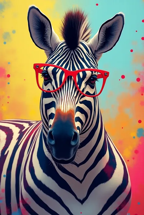 Zebra with glasses 
Colored 
