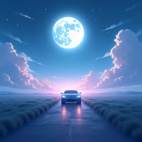 A LANDSCAPE WITH A CAR, lua, anime sky 