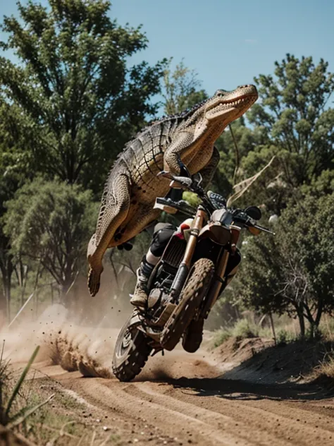 realistic image of a crocodile on a motocross