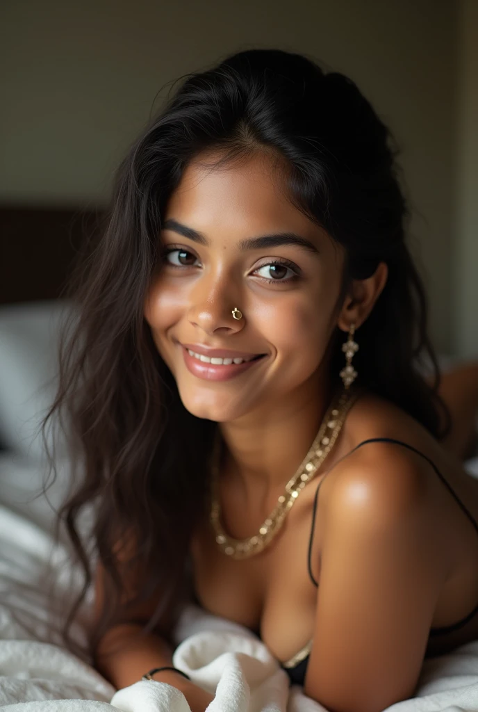 ((mobile taken photo)), natural colors, of a 22-year-old Sri Lankan woman named Kasuni, (dark long hair), dark fair skin, black eyes, feminine features, iPhone, mobile quality, mobile focus, tack smooth, Instagram filter, TikTok filter, detailed face, deta...