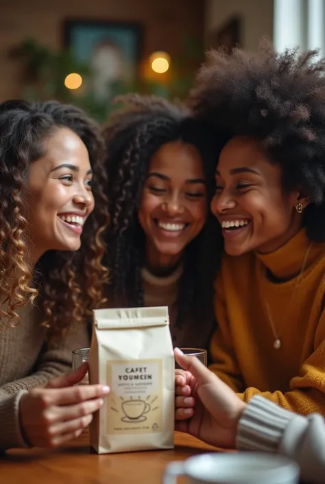  generate a coffee ad that appeals to Maslows need for belonging, have a bunch of people and a pack of coffee on them. LET THE FACES NOT BE DISTORTED  