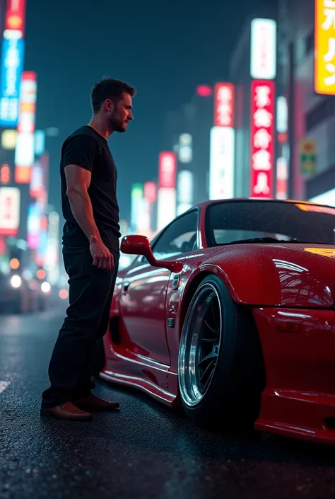 Fast and Furious:Tokyo Drift Han near his car
