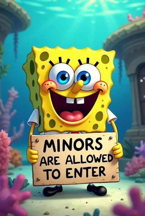 SPONGEBOB DRAWING THAT SAYS  " MINORS ARE NOT ALLOWED TO ENTER"  lyrics, 8K ultra HD, 