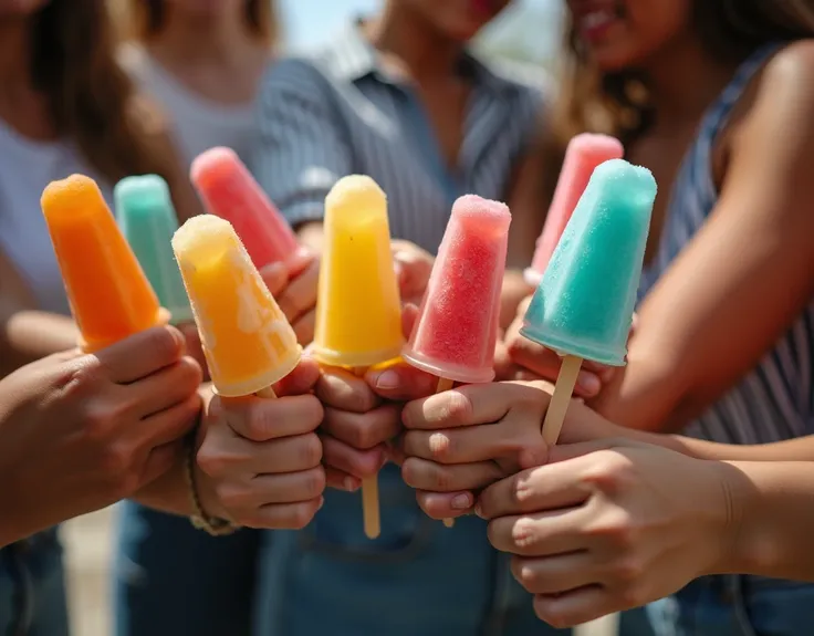 Photo (a bit in poor quality ) From the hands of different people holding popsicles