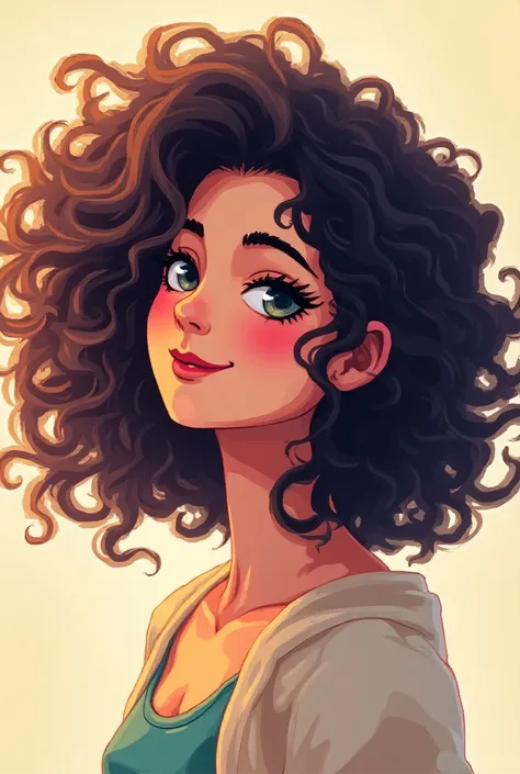 Generate a pixel art of a woman with curly hair 