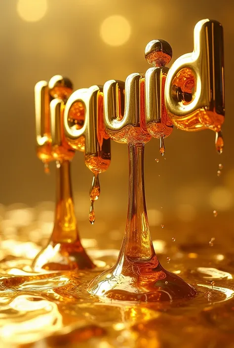 Create a text with 3D dripping gold 
"LIQUID   GOLD"  
text liquid dripping Gold 