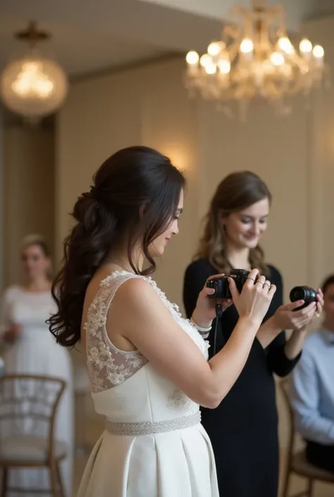  I need an image for a background of a presentation , that is of a not very clear range of smell .  The image must be horizontal and must reflect the organization of events,  it could be a woman with a camera photographing a wedding
