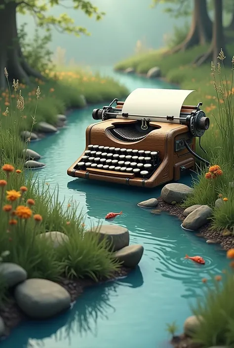 Draw a vector of a typewriter that resembles a river