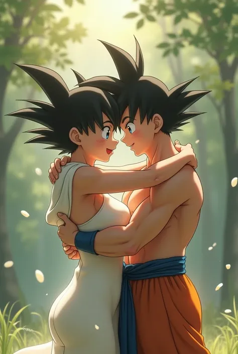 Goku hugging Milk naked