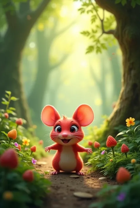 Strawberry mouse in the forest