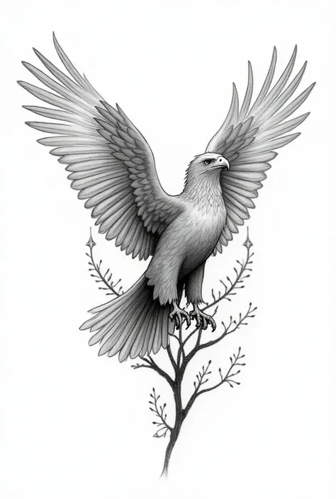  Design a tattoo style fine line and realism.  related to nature and animals , An eagle.  my horoscope is Sagittarius . I like karma and energies . 