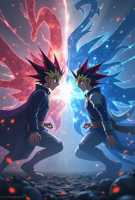 Yu-gi-oh duel between two duelists 