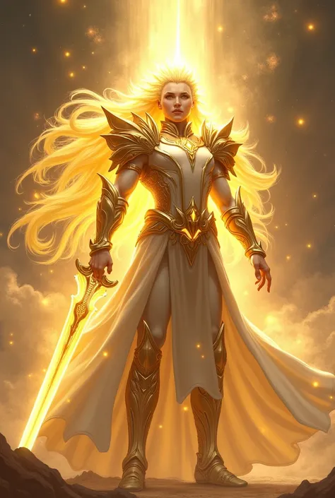 Guardian Lion of Light  ( Dimension of Eternity )
 A majestic humanoid ,  covered by a luminous gold and white armor ,  with a long floating mane made of pure energy .  His eyes are like suns ,  radiating warmth and power .  Holds a crystal sword that emit...