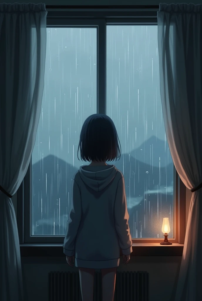 Rain on window anime 
