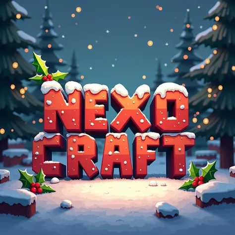 FOR A MINECRAFT LOGO THAT SAYS NEXOCRAFT AND IN CHRISTMAS STYLE