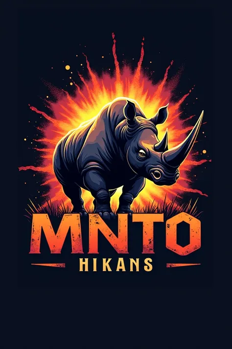 Create a logo for me pyrotechnics brand with a rhinoceros 