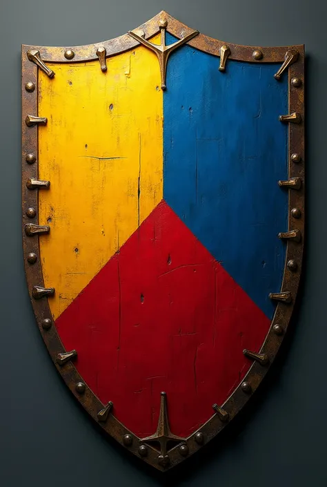 Tricolor shield with yellow colors,blue and red