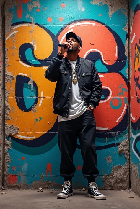 Rapper singing The Graffiti Wall in the Background