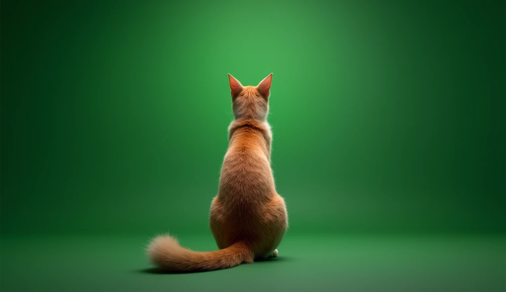 cat back on green background