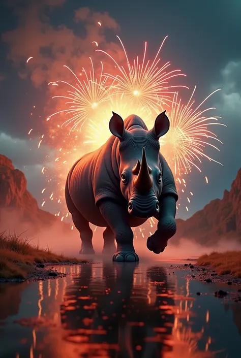 Create the RHINO FIREWORKS Name in the image 