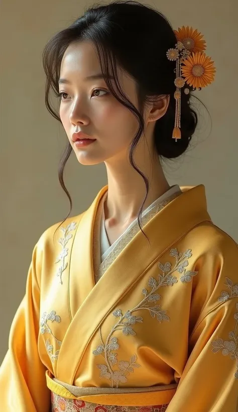 Yuki, Woman was wearing a gold kimono 