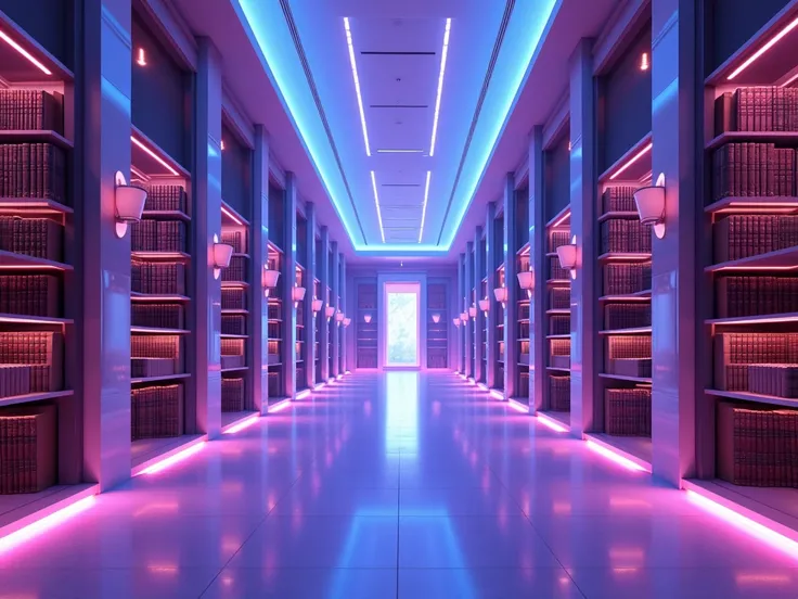  lyrics, 8K ultra HD, With all purple and blue colors and a futuristic image of a museum room with a library