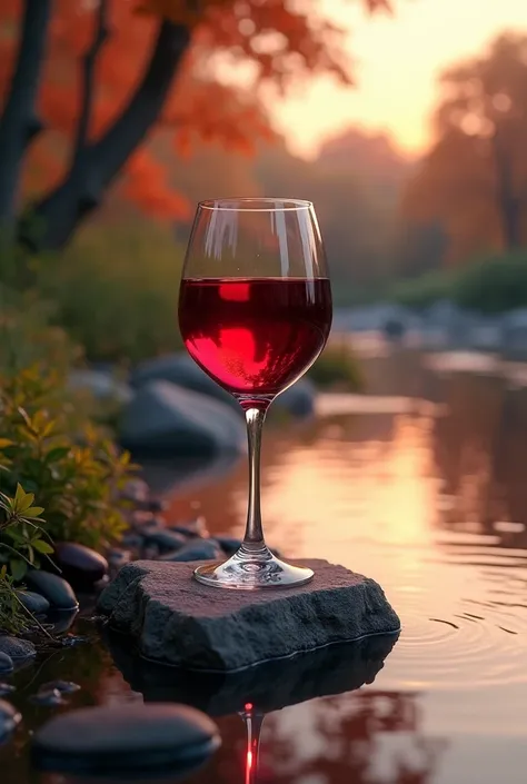 wine nature river stone reflection water
Wine is the main point
The stone is irregular 
the wine need to be bigger 