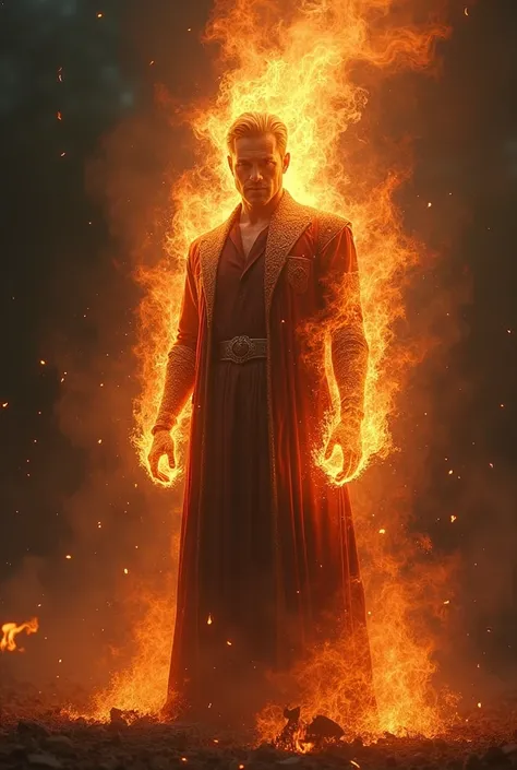 Make an image of a man with Eternal Flames written underneath