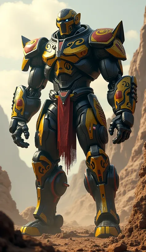 Adorned in black, yellow, and red, this African titan uses advanced sonic vibration technology to topple enemies. Its massive frame is resistant to extreme impacts.