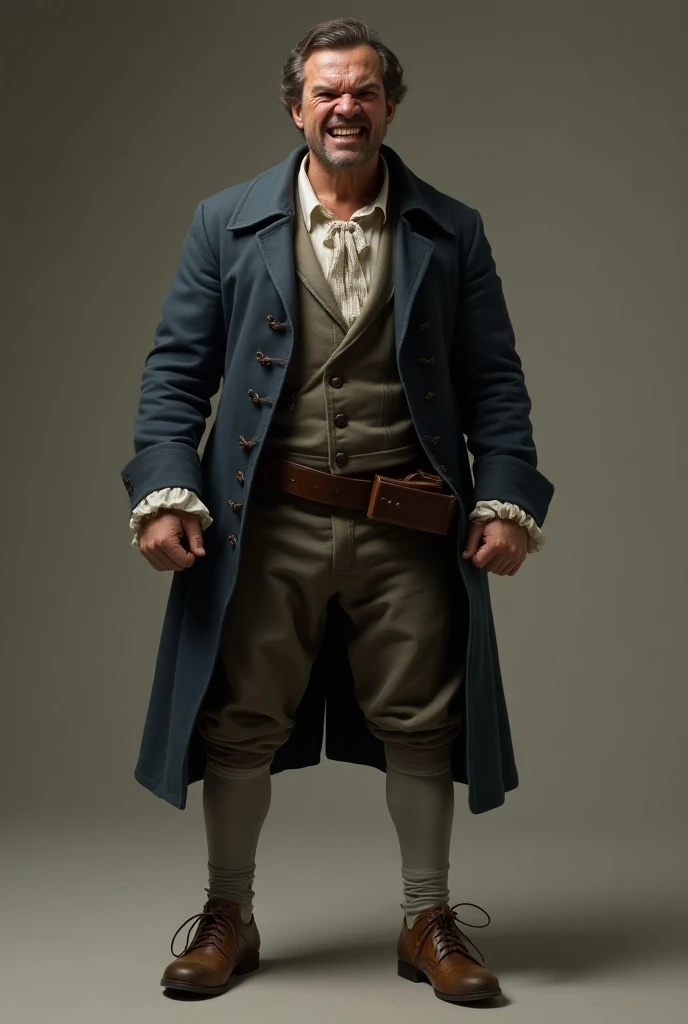 upset man,  full body, colonial clothing 