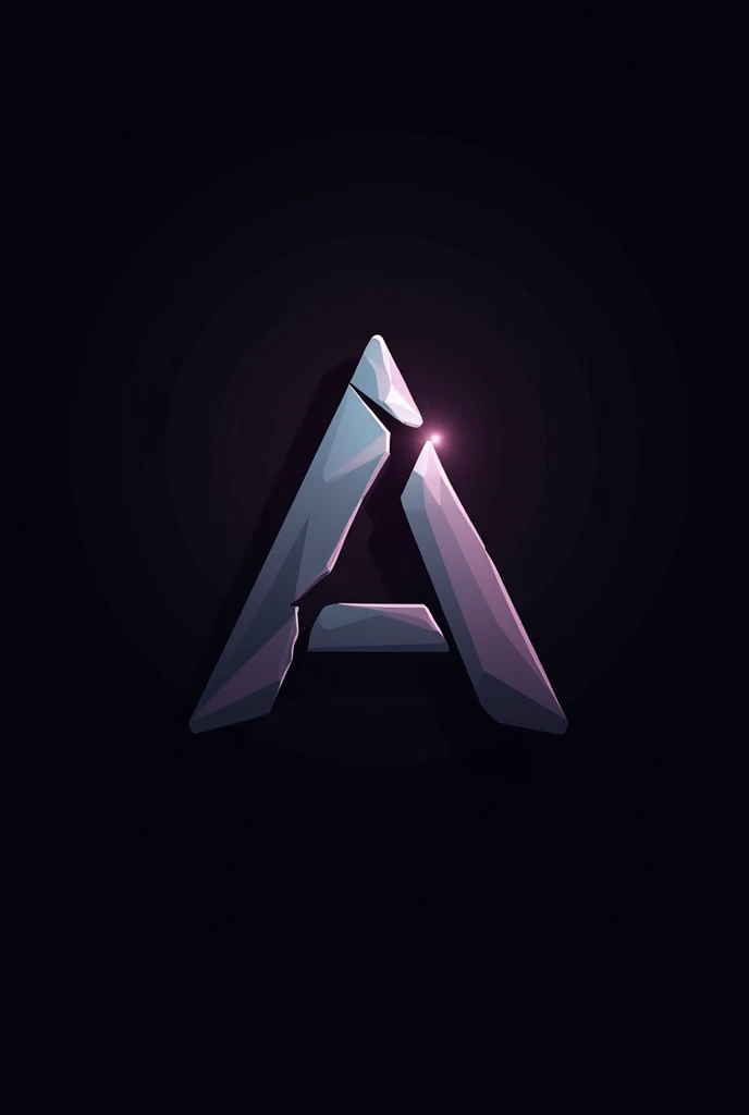 **Minimalist logo "a" para aurinz**:  
a letra "a"  angular,  with a subtle crack detail inside and a dark color gradient,  like black and purple or blue ,  with a faint glow around . a base do "a"  can be gently broken to a distorted touch ,  keeping the ...